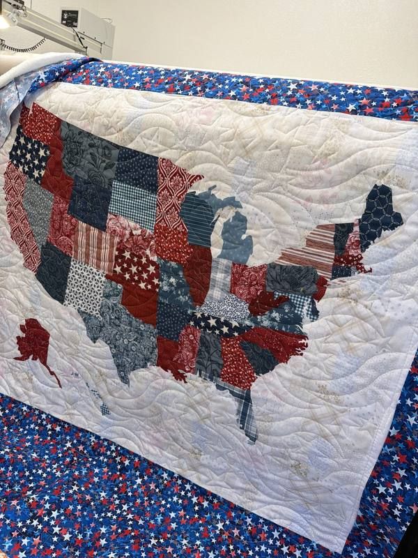 USA map patchwork custom wedding quilt