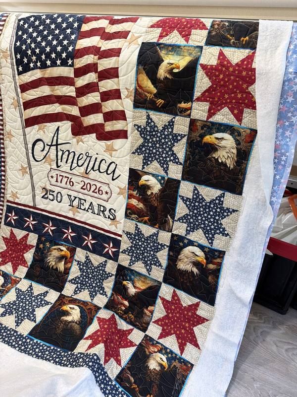 America 250 Years patriotic quilt with eagles