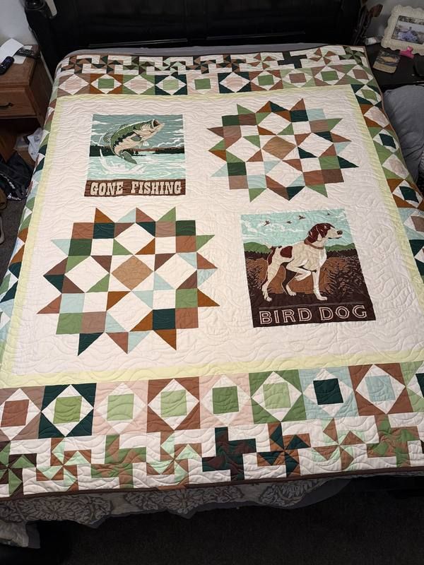 Gone Fishing Bird Dog personal memory quilt