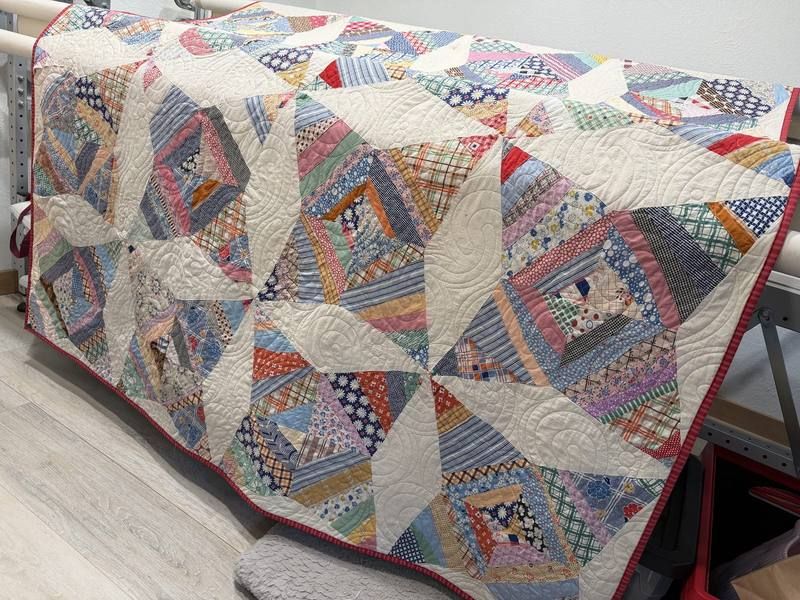 Vintage spiderweb heirloom quilt restoration